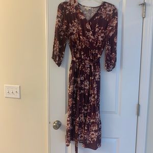Plum floral midi dress